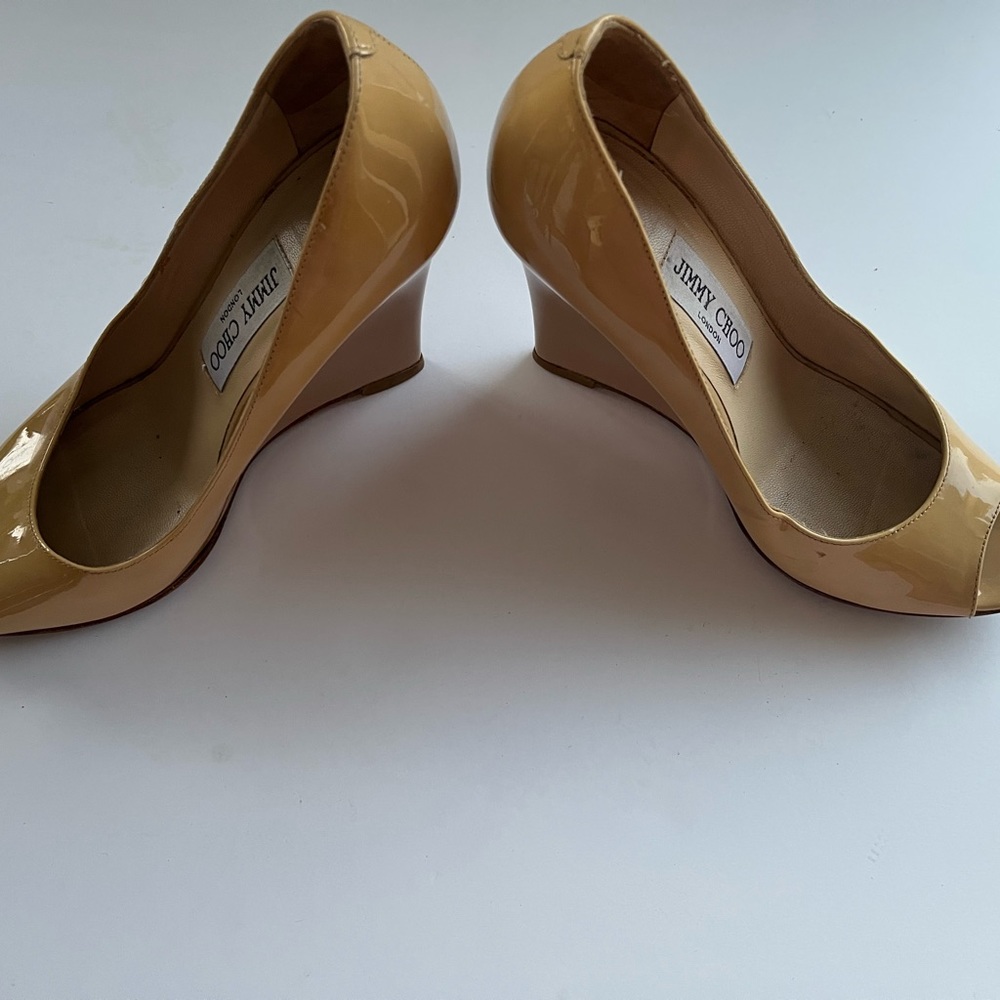 Jimmy Choo Patent Beige Wedge heel